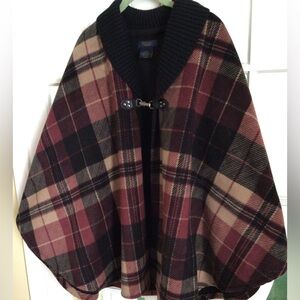 Rachel Roy Plaid Fleece Poncho - one size